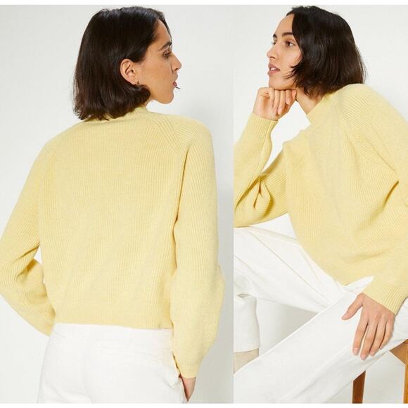 TFY‎ Collection Butter Yellow Soft Viscose Blend Cropped Boxy Sweater Size S - Picture 1 of 7